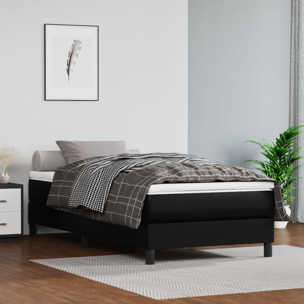 Taschenfederkernmatratze Mittel Schwarz 80x200x20 cm Kunstleder