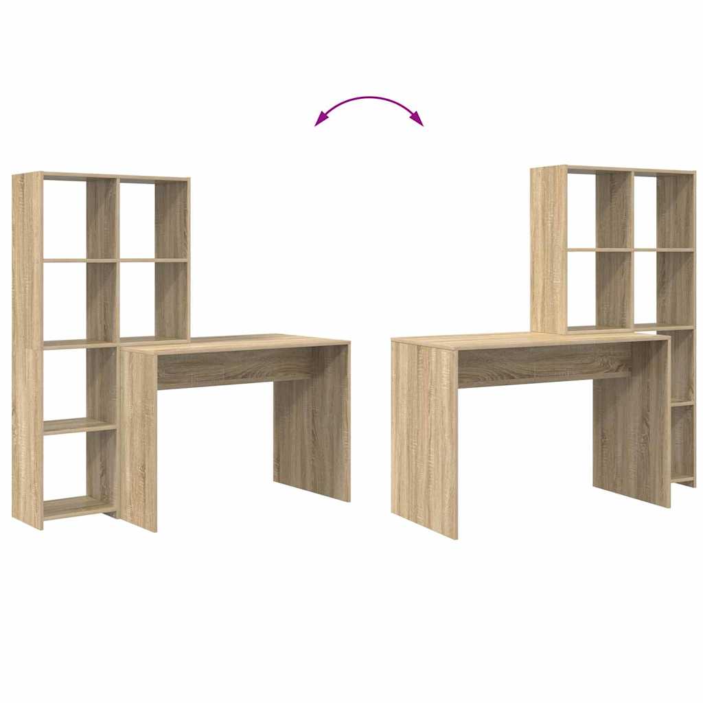 Schreibtisch mit Regal Weiß 138,5 x 55 x 143 cm Holzwerkstoff