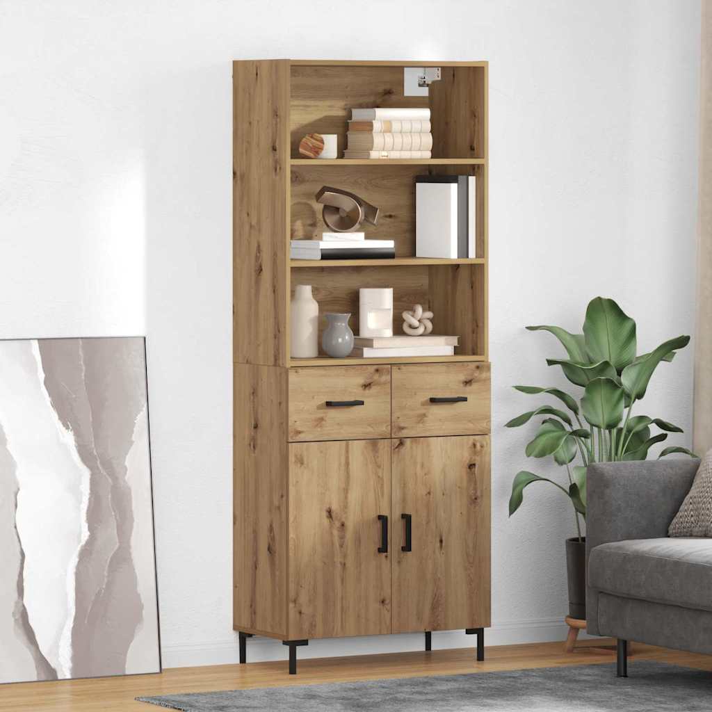Highboard Hochglanz-Weiß 69,5x34x180 cm Holzwerkstoff