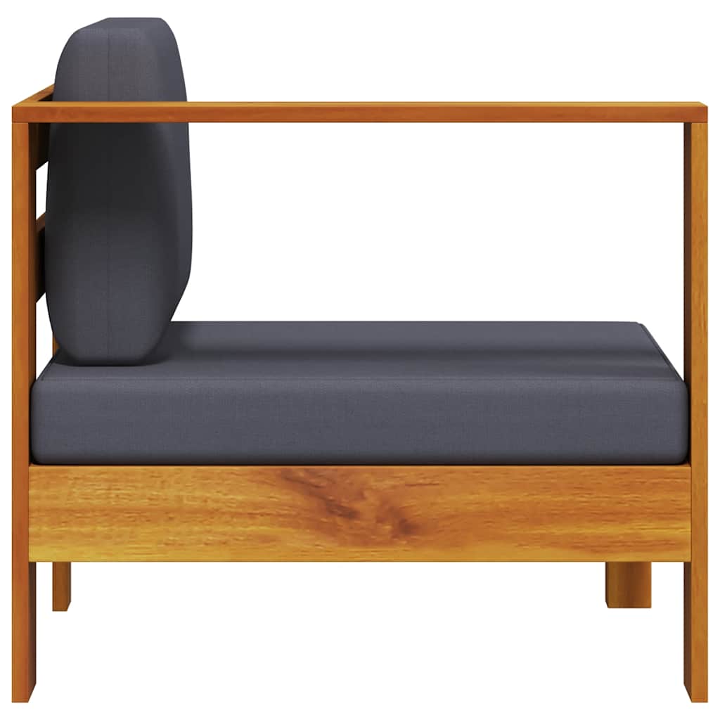 2-tlg. Garten-Lounge-Set mit Cremeweißen Kissen Akazienholz