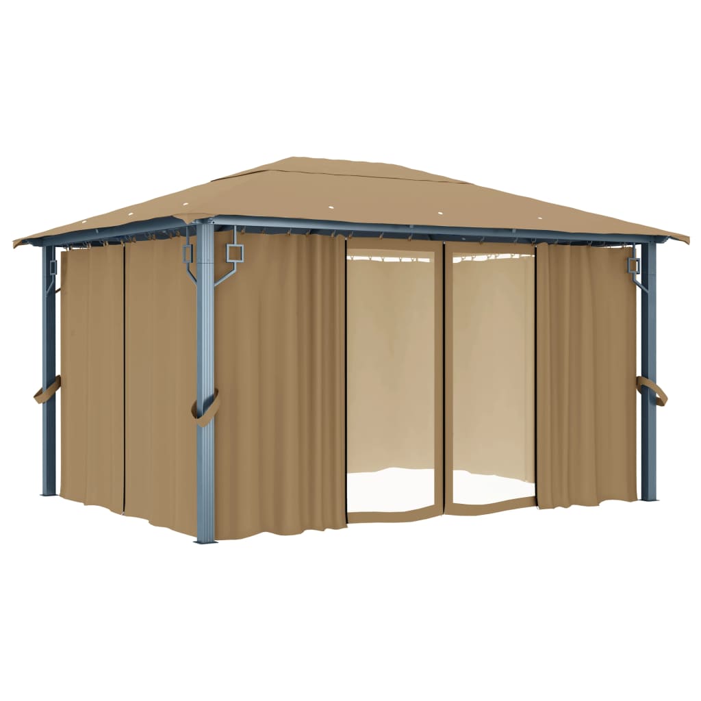 Pavillon mit Vorhang 300x300 cm Taupe Aluminium