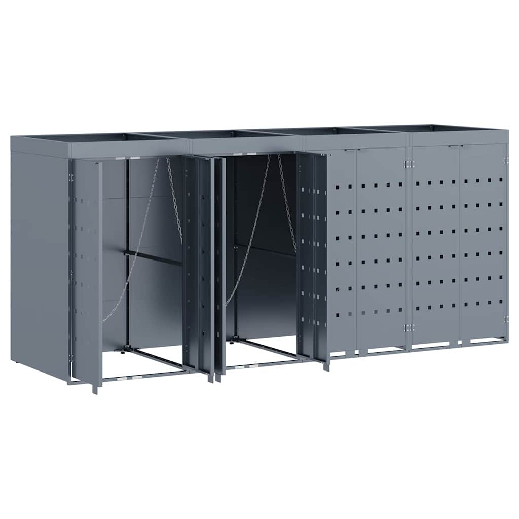 Mülltonnenbox für 2 Tonnen Schwarz 138x79x117 cm Stahl