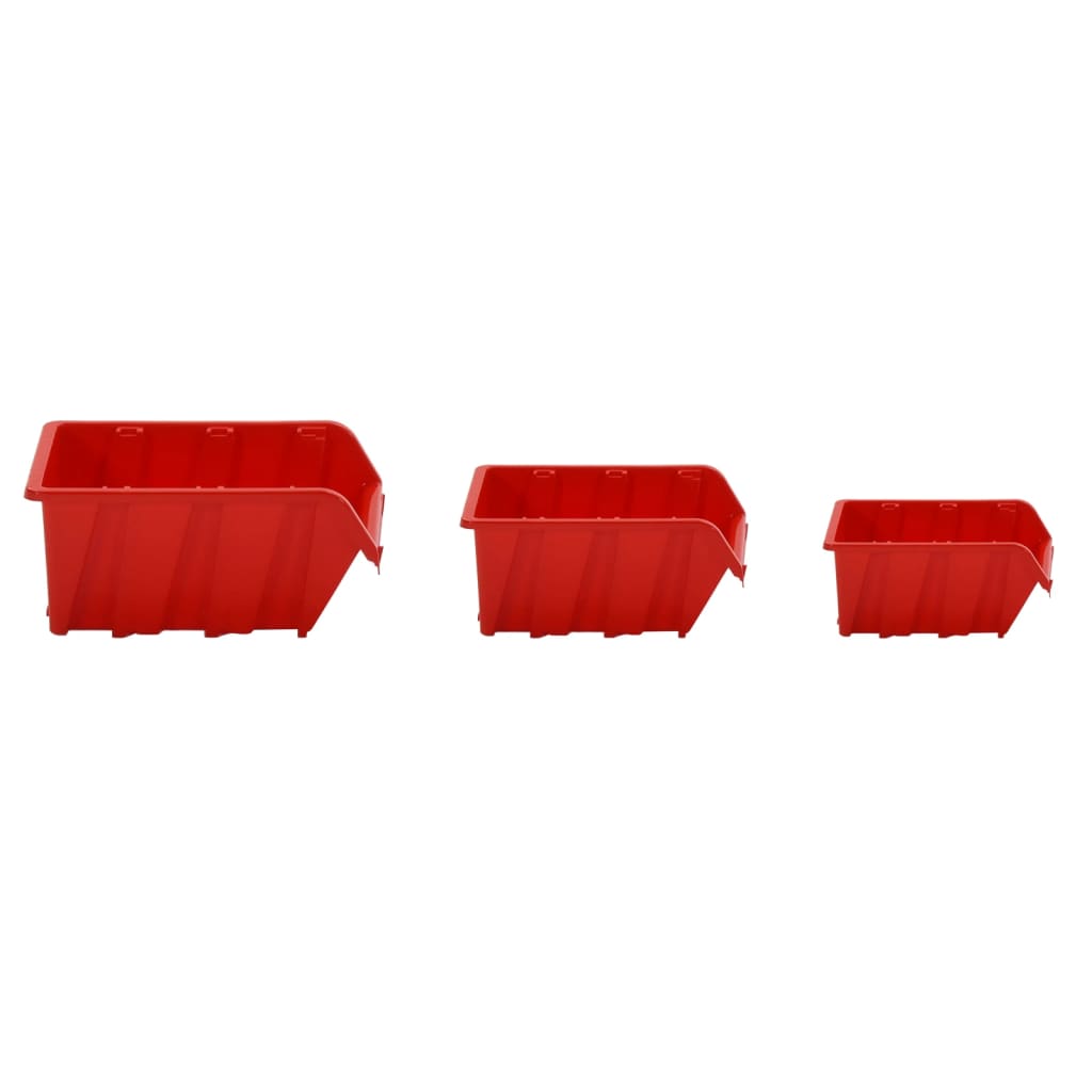 30-tlg Stapelboxen-Wandregal Rot & Schwarz 77x39cm Polypropylen
