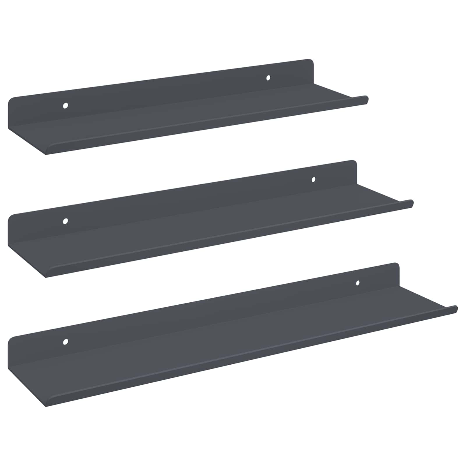 Schwebendes Regal 3 pcs Schwarz 40 x 9 x 2,5 cm Stahl