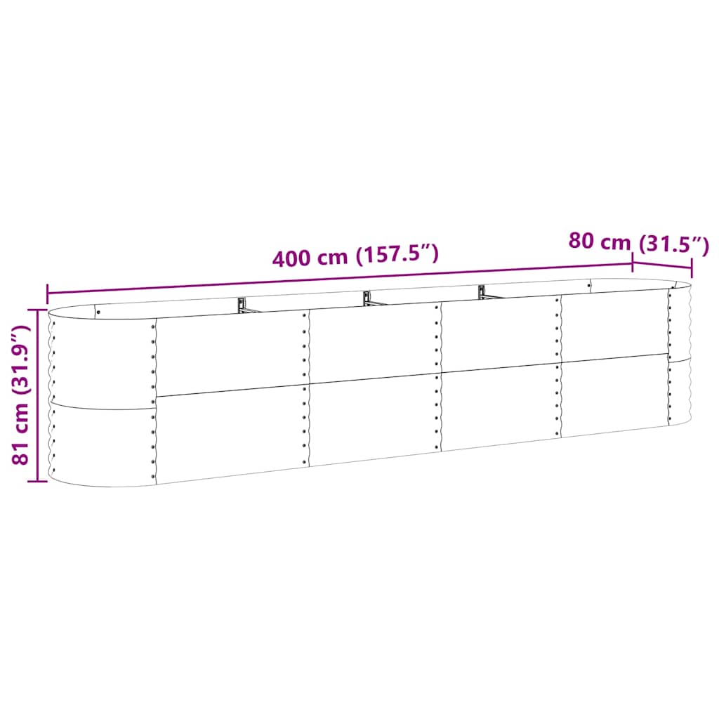 Hochbeet Grün 400 x 80 x 81 cm Stahl