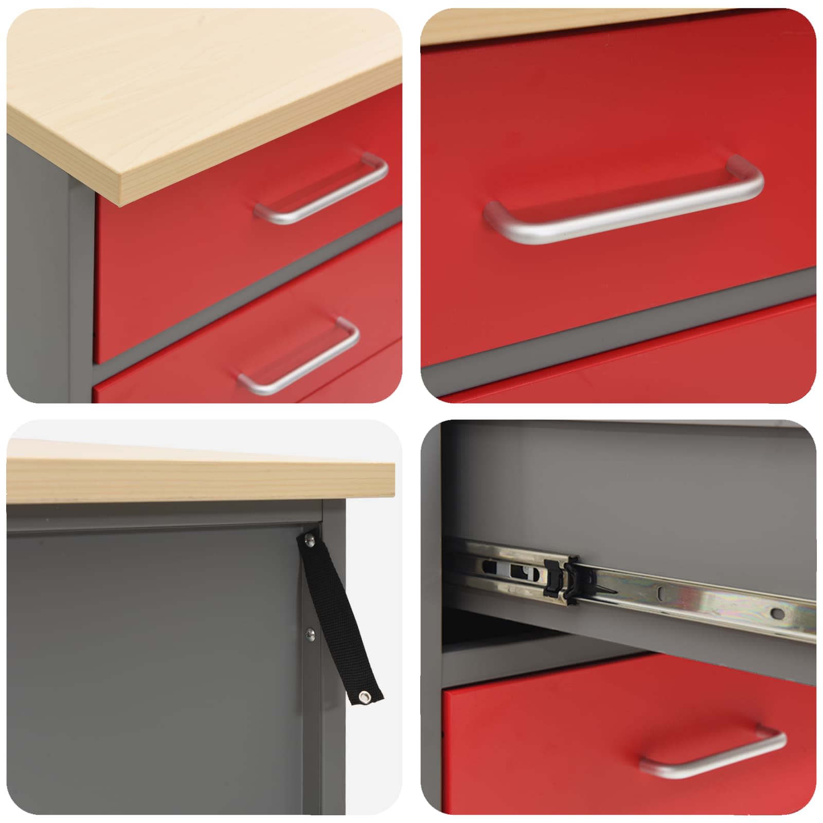 Werkbank mit Schubladen 2 pcs Rot und Grau 100 x 55 x 85 cm