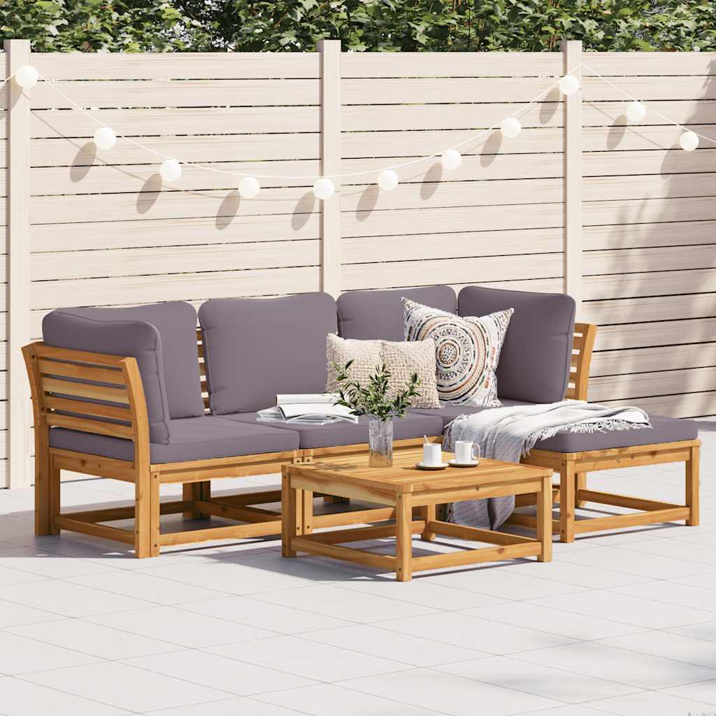 4-tlg. Garten-Lounge-Set mit Kissen Massivholz Akazie