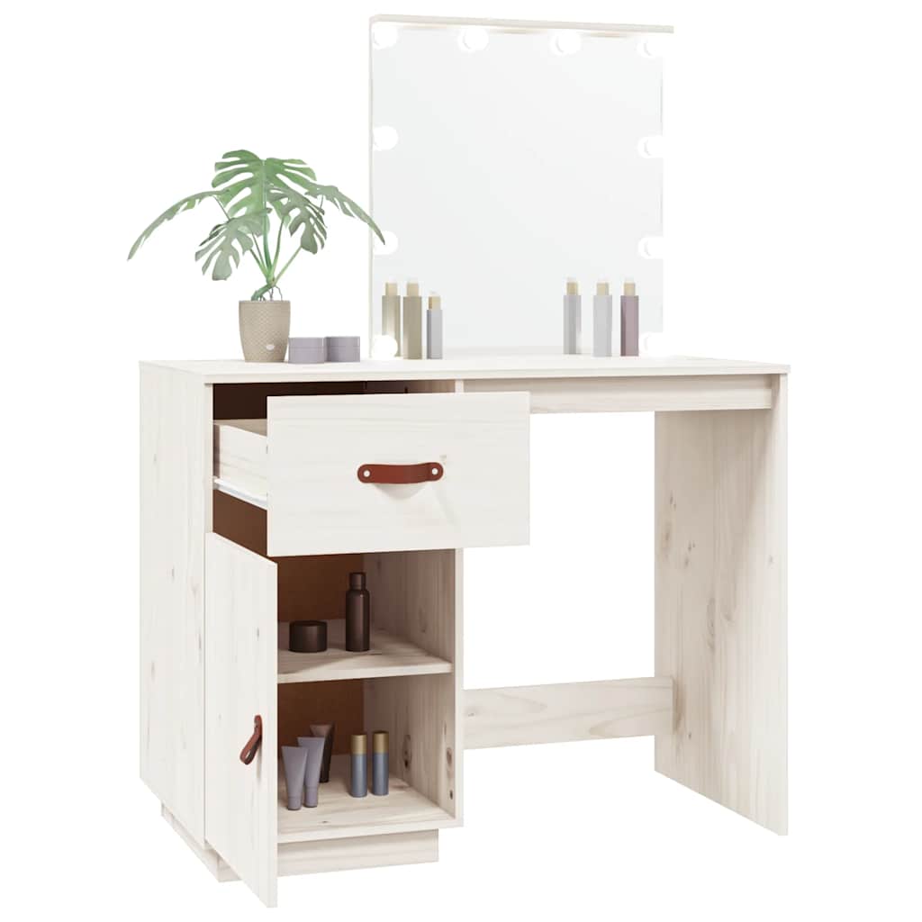 Schminktisch mit LED 95x50x133,5 cm Massivholz Kiefer