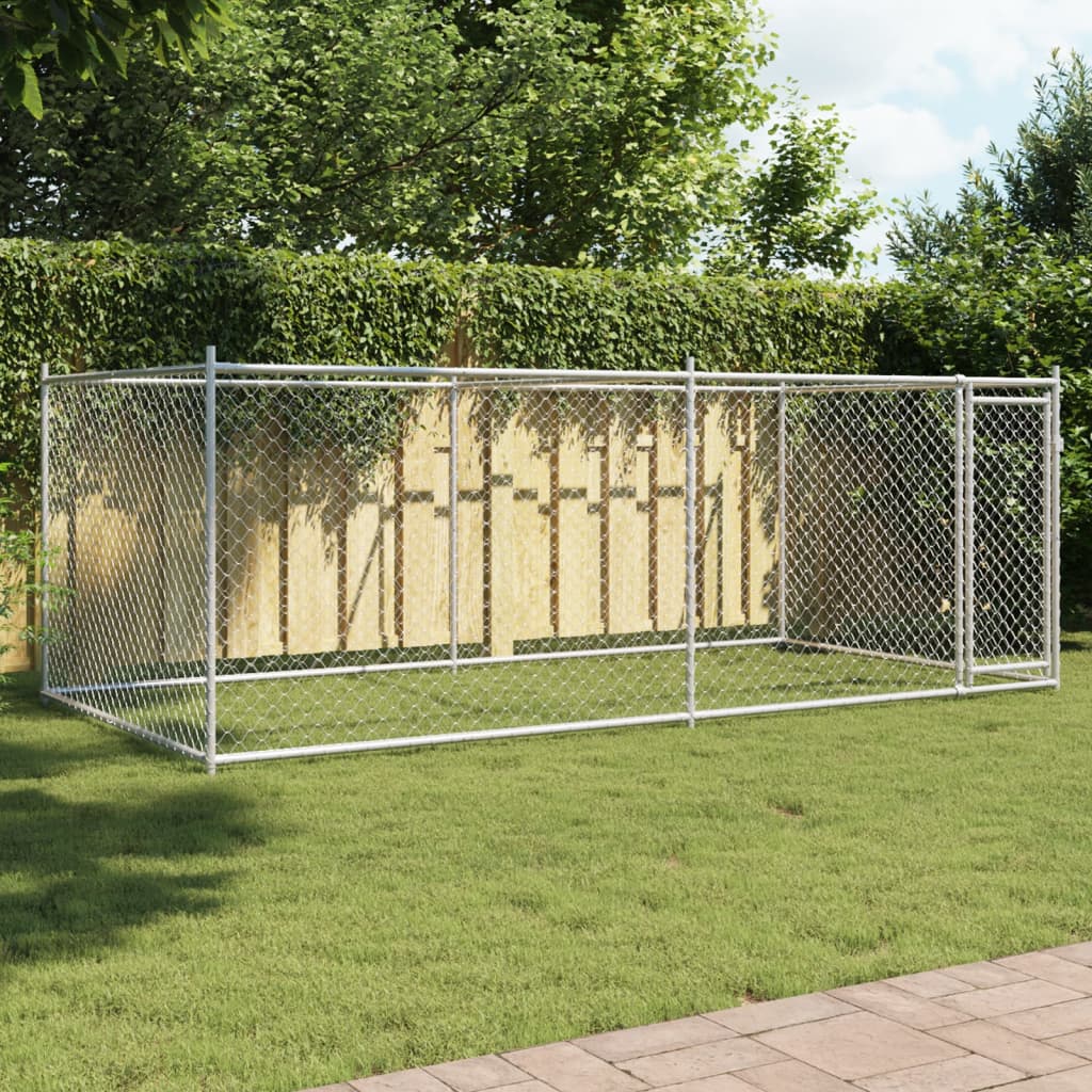 Hundezwinger mit Tür Grau 2x2x1,5 m Verzinkter Stahl