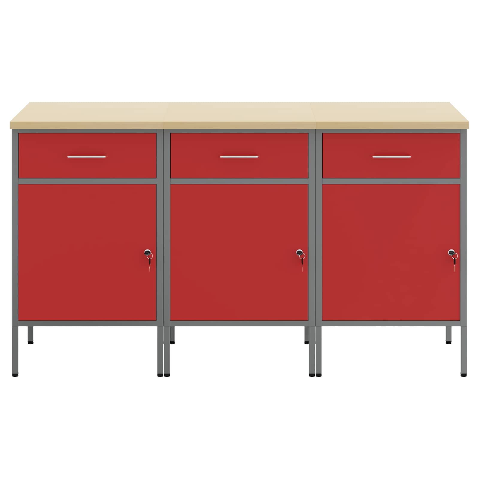 Werkbank mit Schubladen 2 pcs Rot und Grau 100 x 55 x 85 cm
