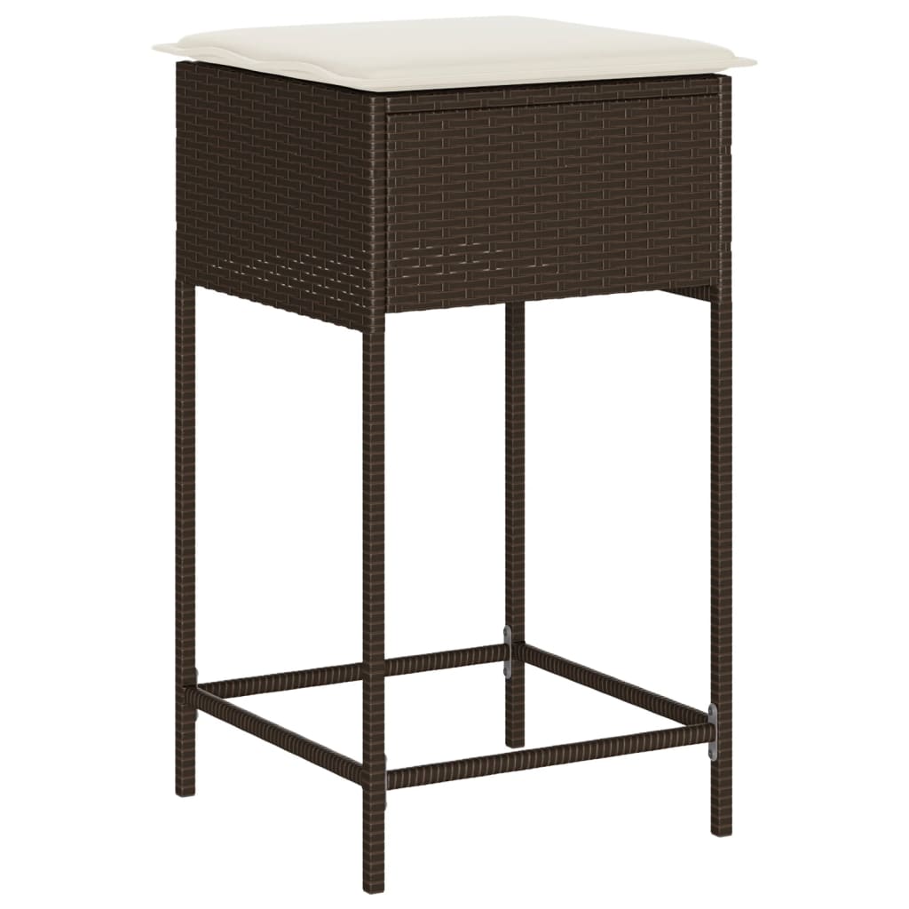 Garten-Barhocker mit Kissen 2 Stk. Schwarz Poly Rattan
