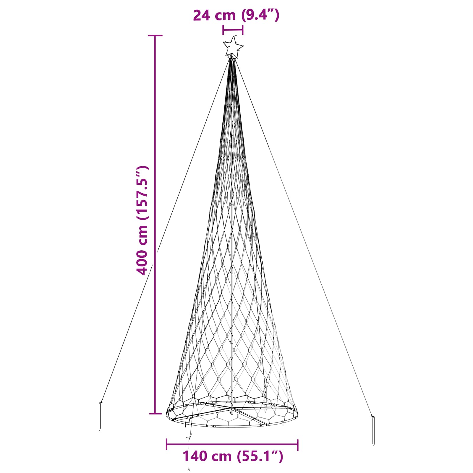 LED-Weihnachtsbaum mit 230 LEDs Mehrfarbig 184,5 cm Metall