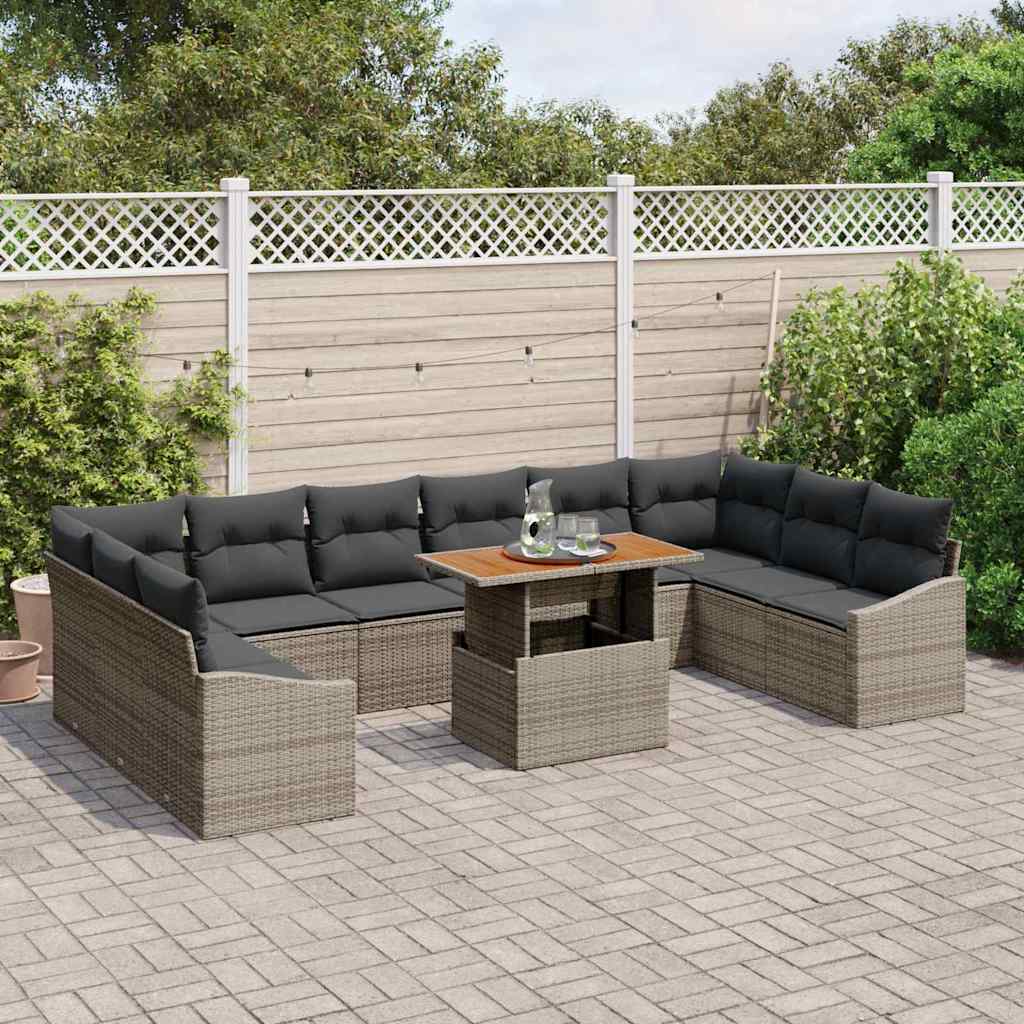 Garten Essgruppe mit Kissen 11 pcs Schwarz und Creme