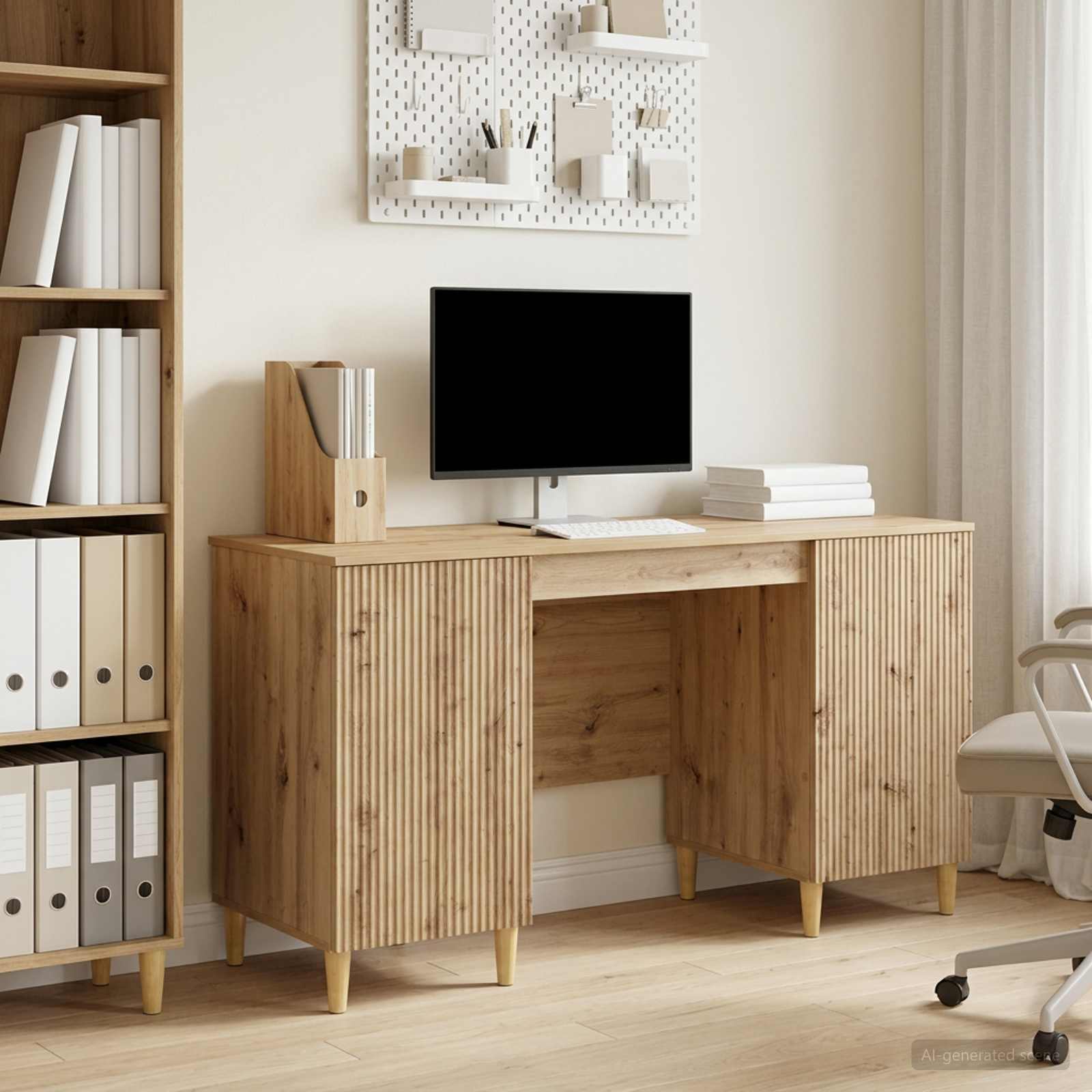 Schreibtisch mit Regal Schwarz 142,5 x 50 x 75 cm Holzwerkstoff