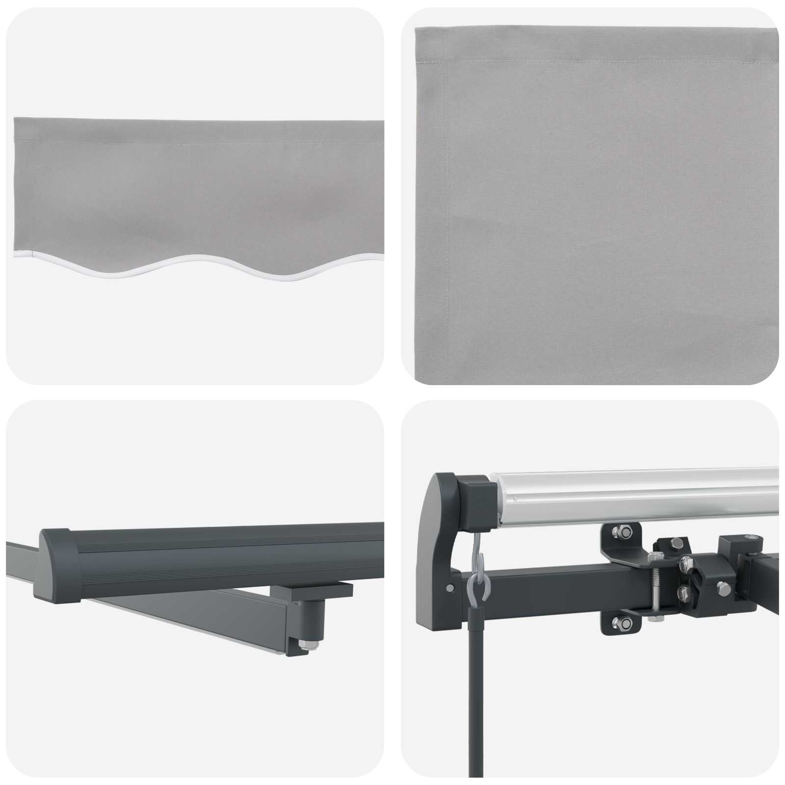 Markise Manuell Einziehbar mit LED 300x250 cm Blau und Weiß