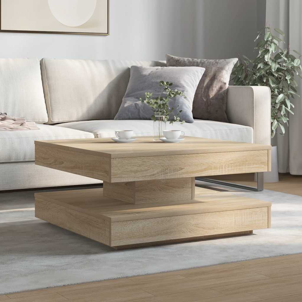Couchtisch 360-Grad Drehbar Weiß 90x90x34,5 cm