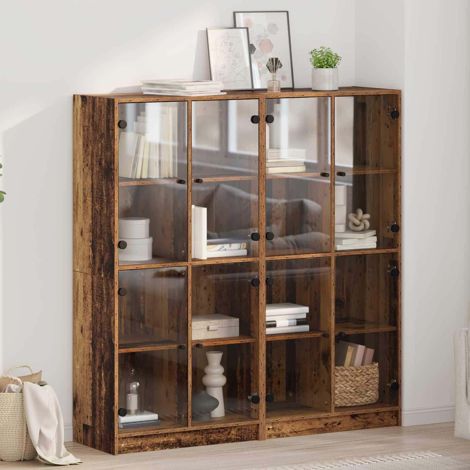 Bücherschrank mit Türen Weiß 136x37x142 cm Holzwerkstoff
