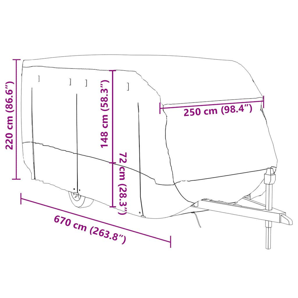 Schutzhülle für Wohnwagen Grau 460x250x220 cm Vliesstoff