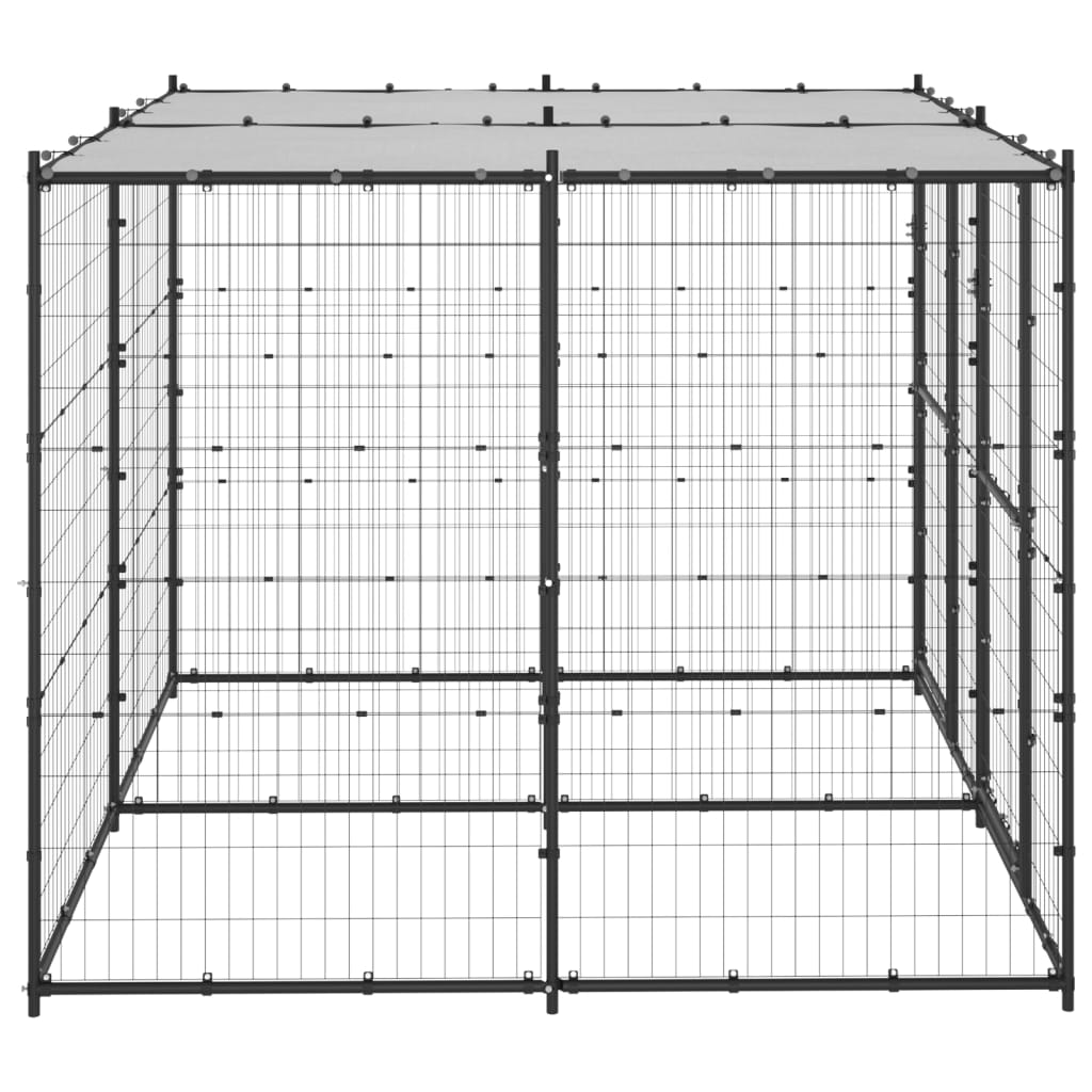Outdoor-Hundezwinger Stahl mit Überdachung 110x220x180 cm