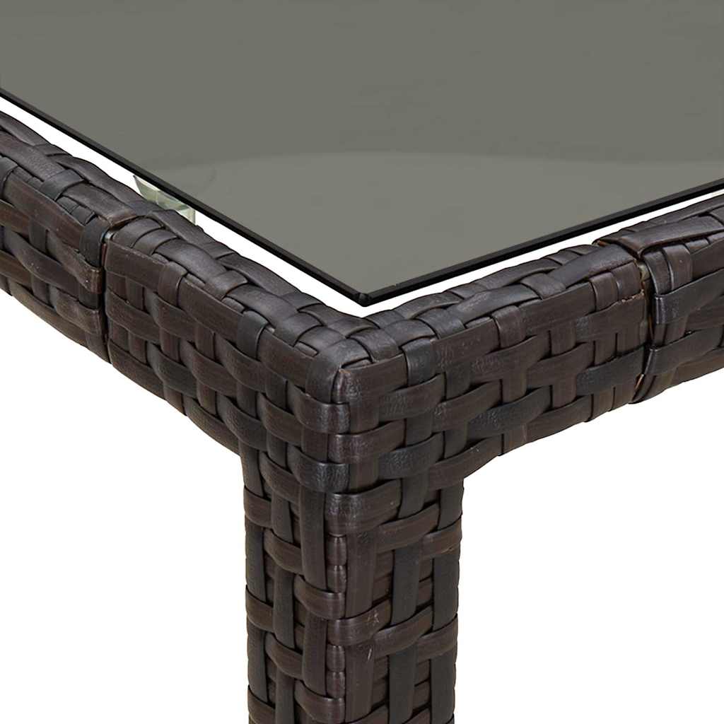 Gartentisch 150x90x75 cm Hartglas und Poly Rattan Grau