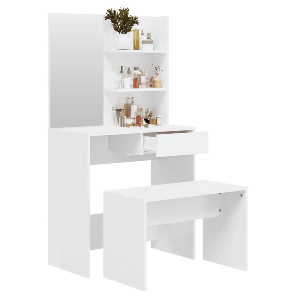 Schminktisch-Set Weiß 74,5x40x141 cm