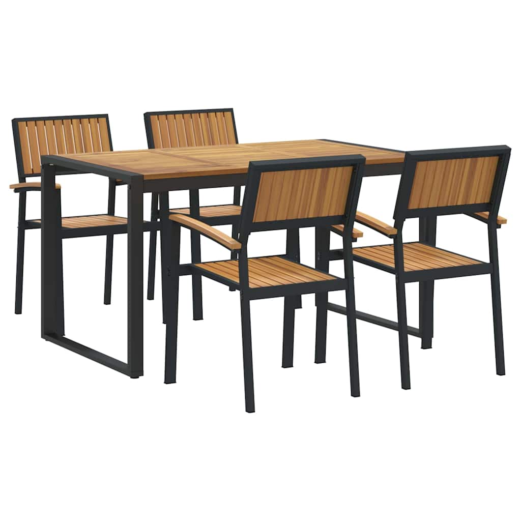 Garten Essgruppe 5 pcs Grau Massivholz Akazie