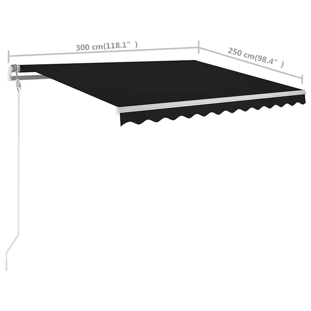 Markise Manuell Einziehbar mit Pfosten 3x2,5 m Creme