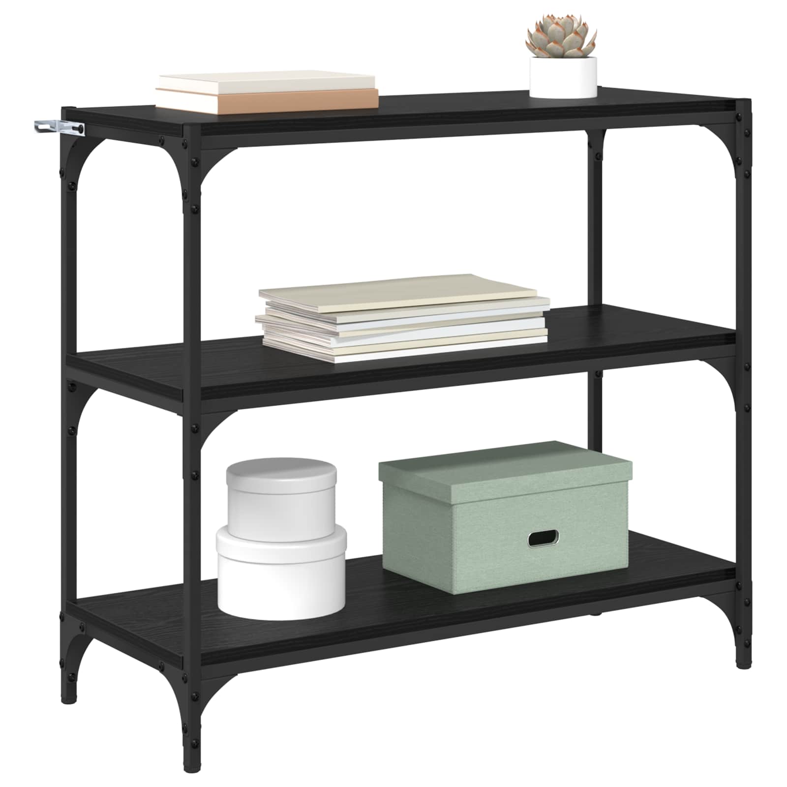 Bücherregal Schwarz 40x33x70,5 cm Holzwerkstoff und Stahl