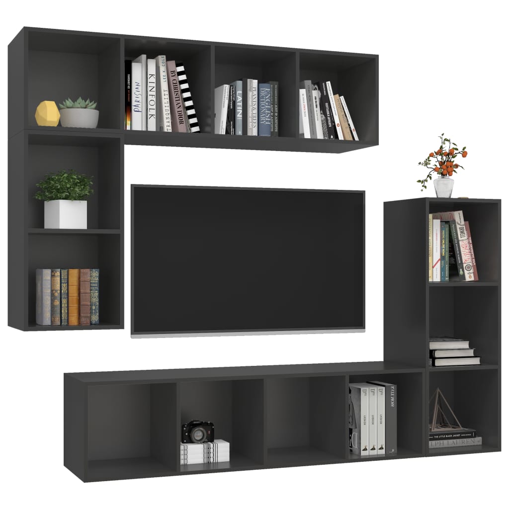 4-tlg. TV-Schrank-Set Weiß Holzwerkstoff
