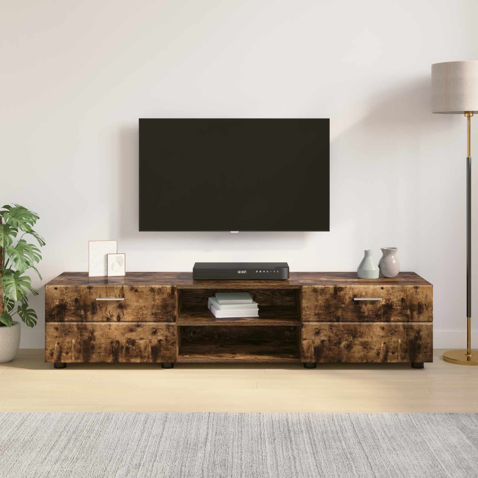 Highboard mit Regal FLORIN Weiß 60 x 35 x 182 cm Holzwerkstoff