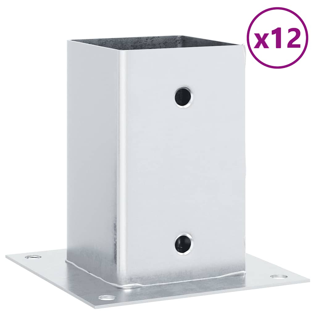 Pfostenträger Quadratisch 4Stk. Silber 46x46mm Verzinkter Stahl