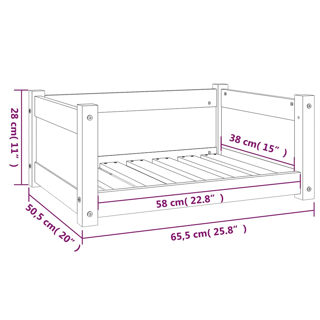 Hundebett 55,5 x 45,5 x 28 cm Massivholz Kiefer