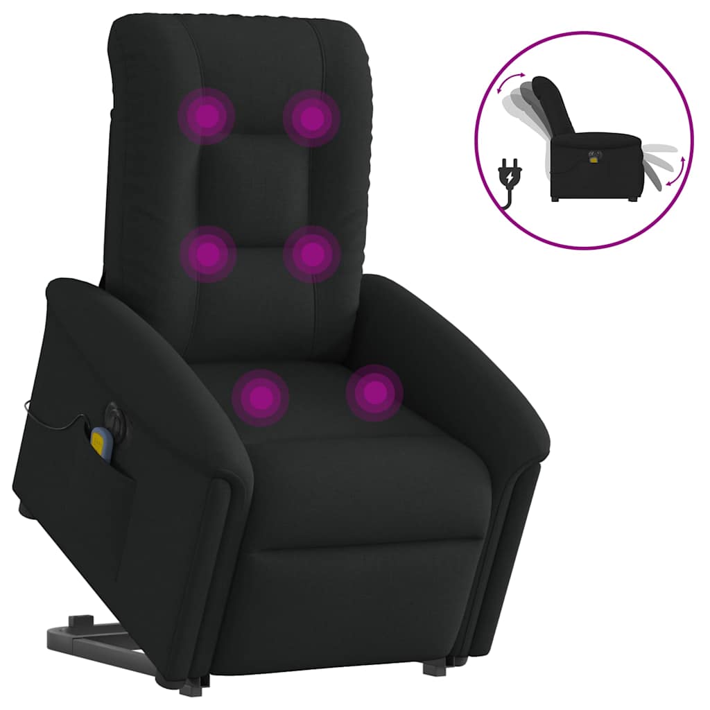 Massagesessel mit Aufstehhilfe Hellgrau Stoff