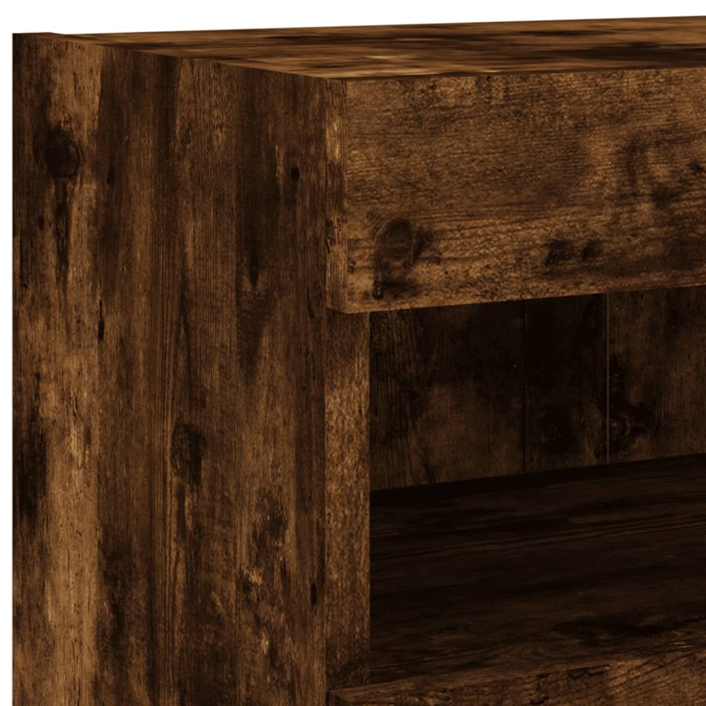 5-tlg. Wohnwand mit LED-Beleuchtung Weiß Holzwerkstoff