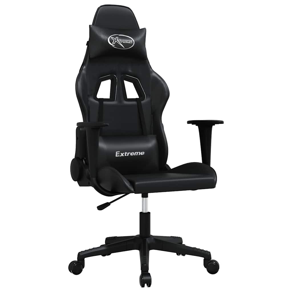 Gaming-Stuhl mit Massagefunktion Schwarz und Blau Kunstleder