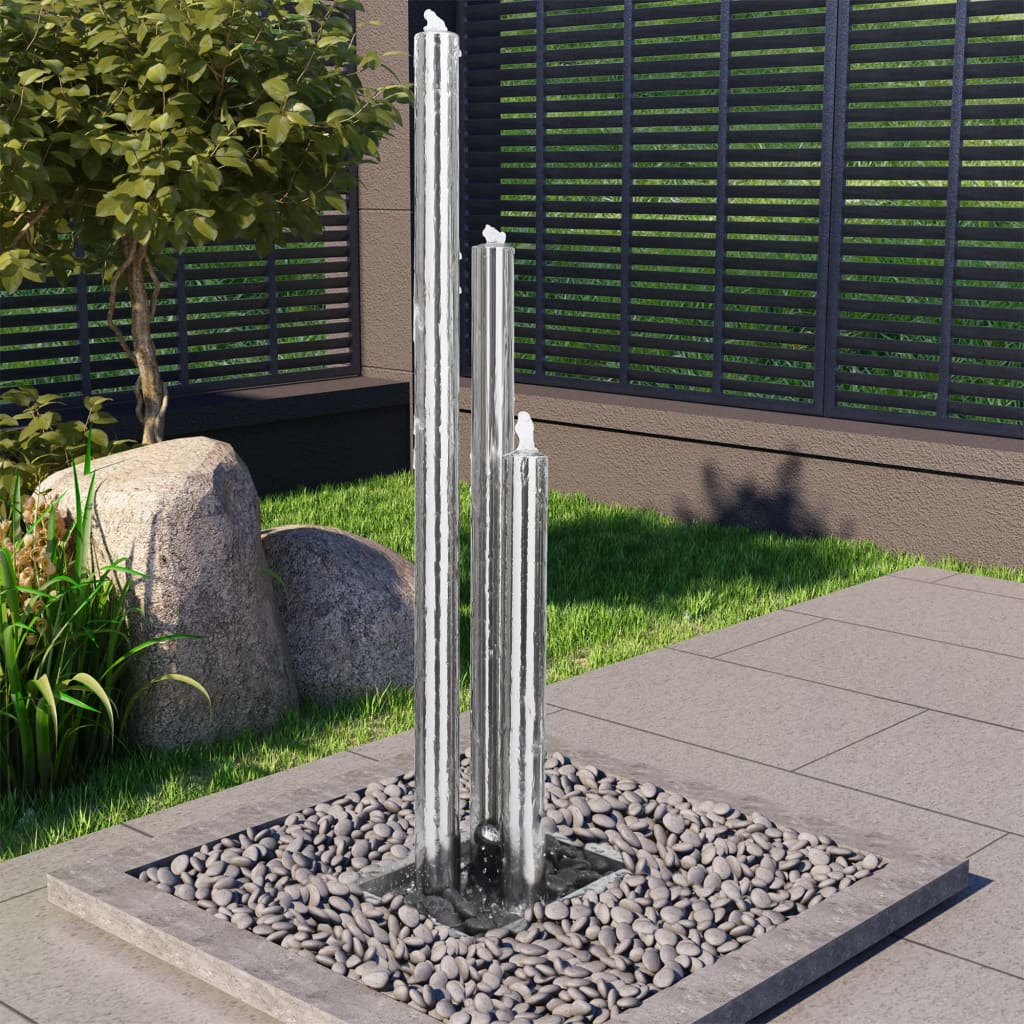 Gartenbrunnen Silbern 48x34x88 cm Edelstahl