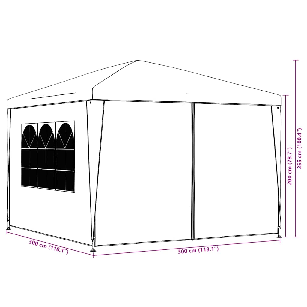 Party-Zelt 400 x 300 x 255 cm Rot PE und Stahl