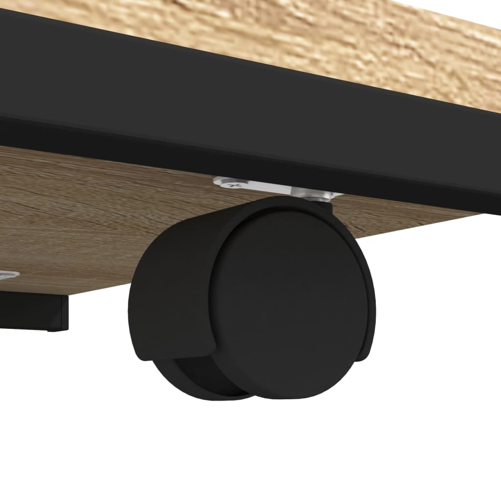 Beistelltisch mit Rollen Schwarz 50x35x55,5 cm Holzwerkstoff