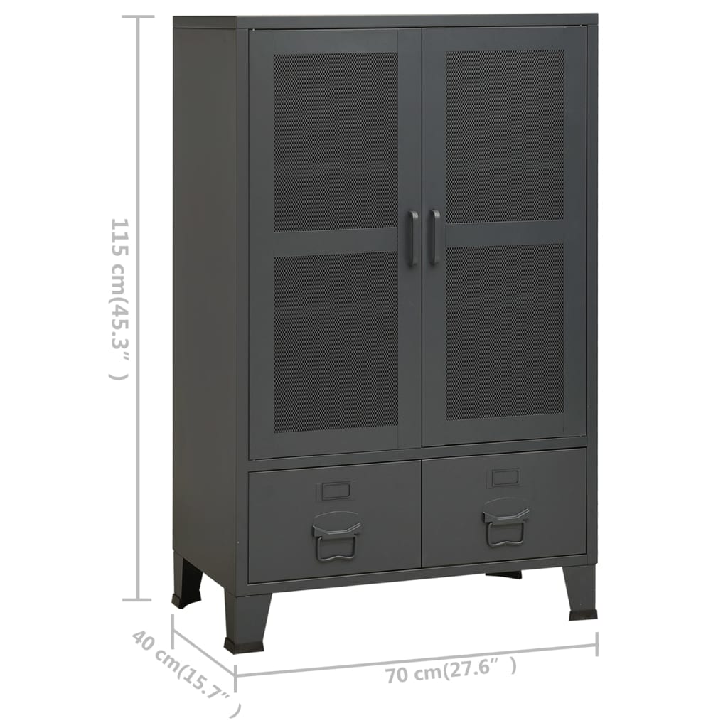 Lagerschrank Industrial Schwarz 70x40x115 cm Metall