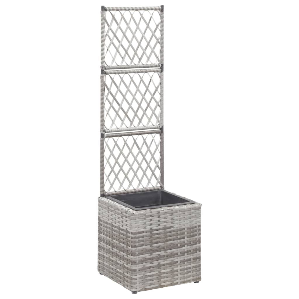 Hochbeet mit Rankgitter 1 Topf 30x30x107cm Poly Rattan Schwarz