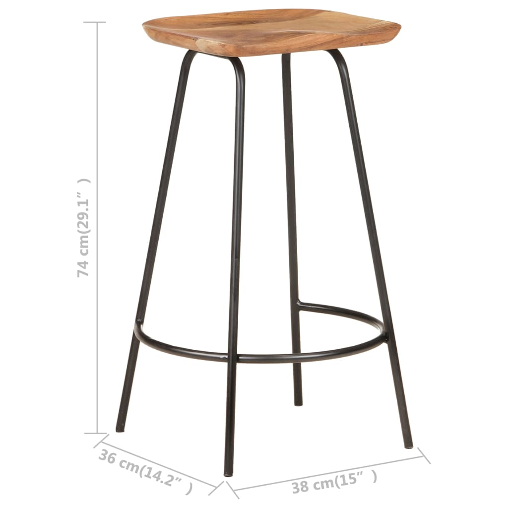 Barhocker 2 Stk. Massivholz Akazie