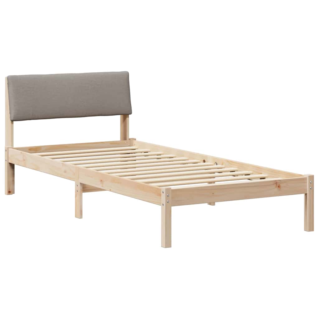 Bettgestell Braun und hellgrau 200 x 200 cm Massivholz Kiefer