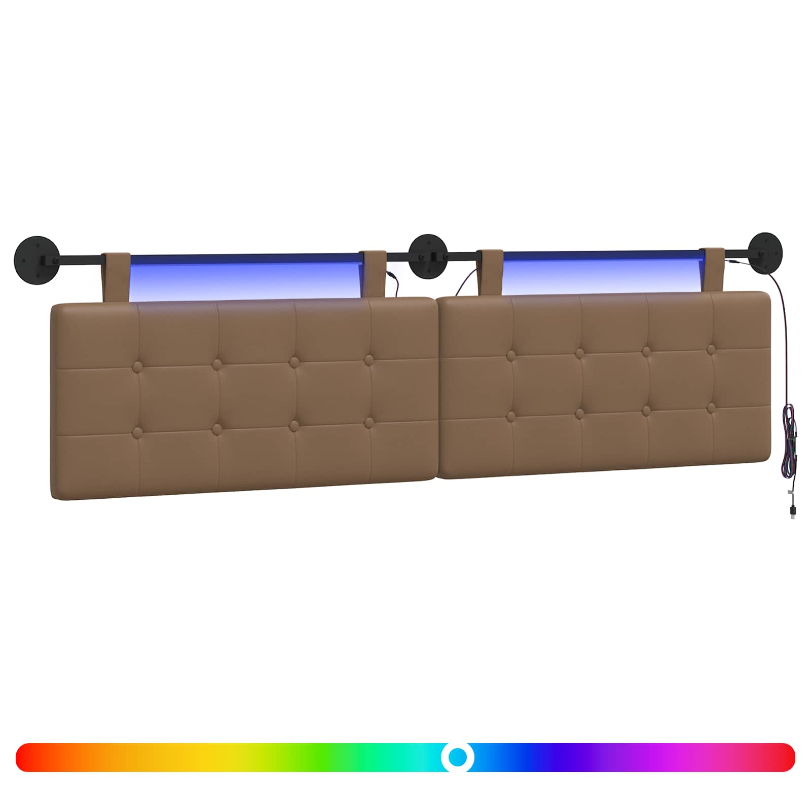 Hängendes Kopfteil Mit LED Licht Creme Kunstleder