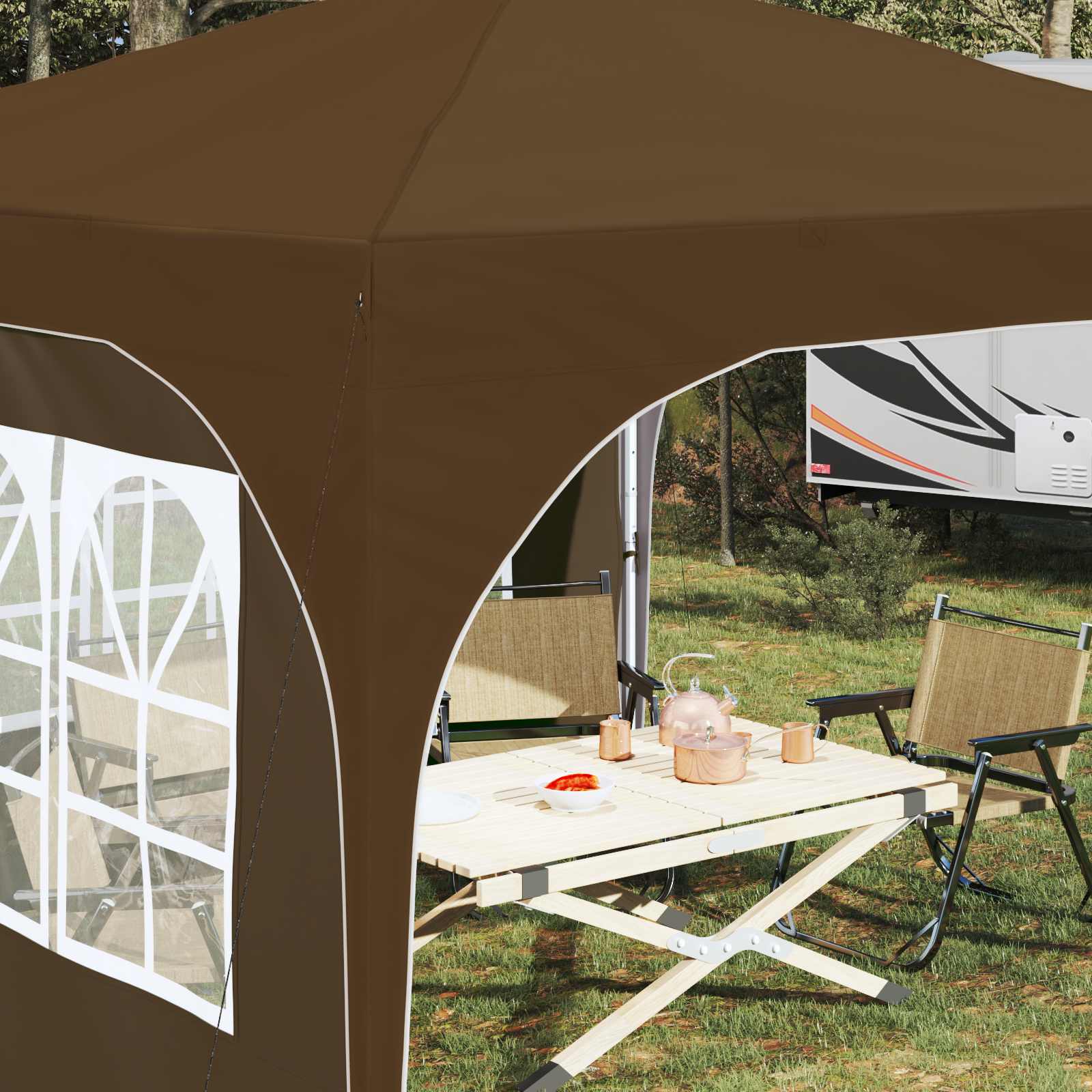 Pop-up Partyzelt 290 x 290 x 245 cm Creme