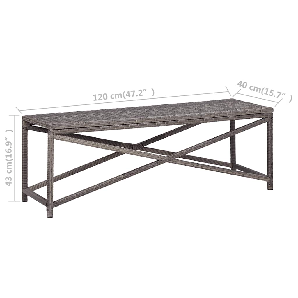 Gartenbank 120 cm Poly Rattan Schwarz