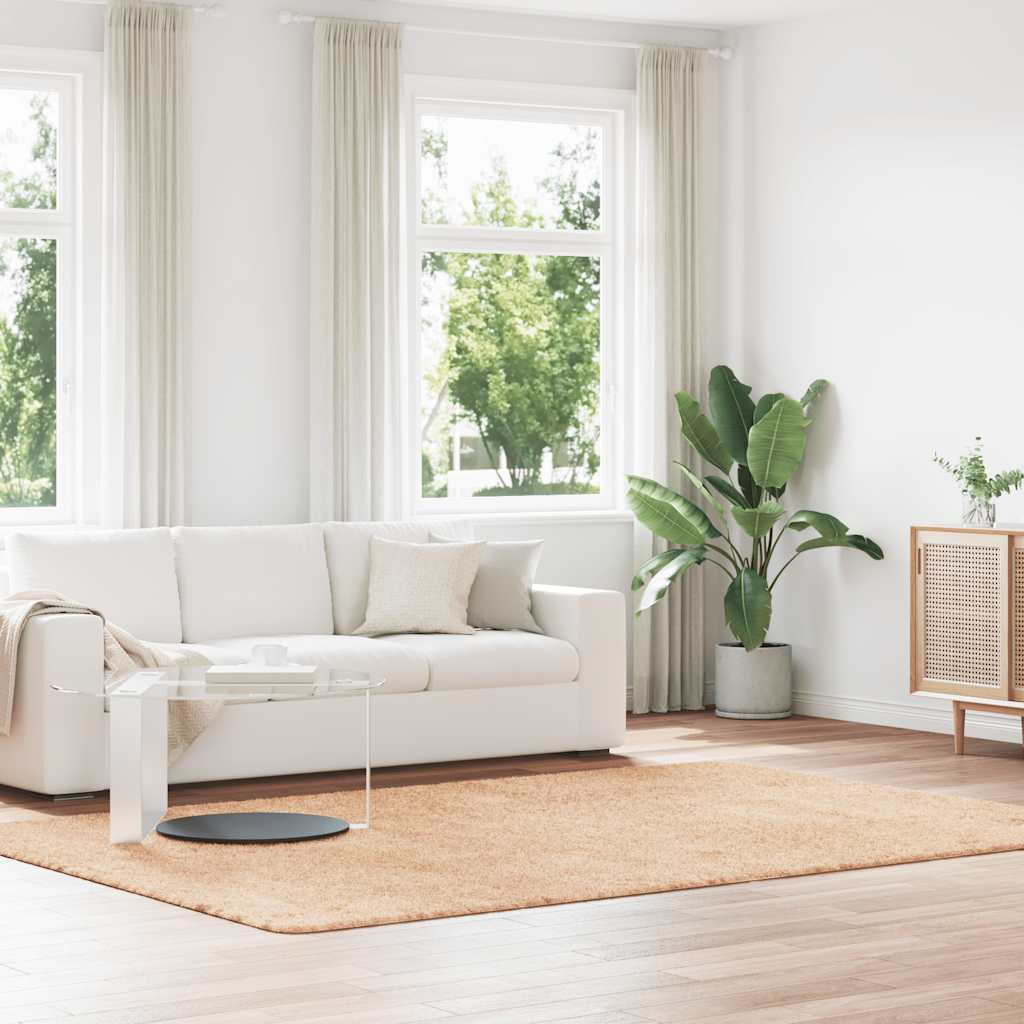 Teppich Shaggy Hochflor NAVARRA Beige 60x100 cm Polyester